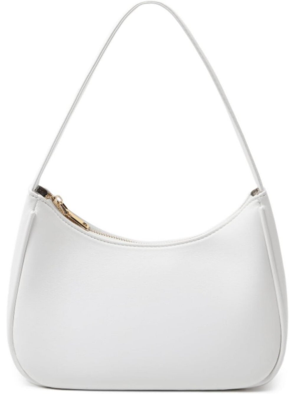 Women's White Hobo Shoulder Bag Mini Tote Handbag Zipper Clutch Purse